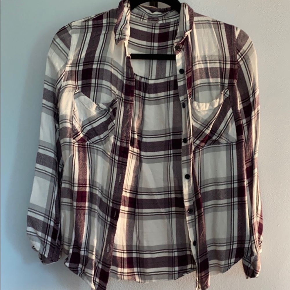 purple long sleeve flannel